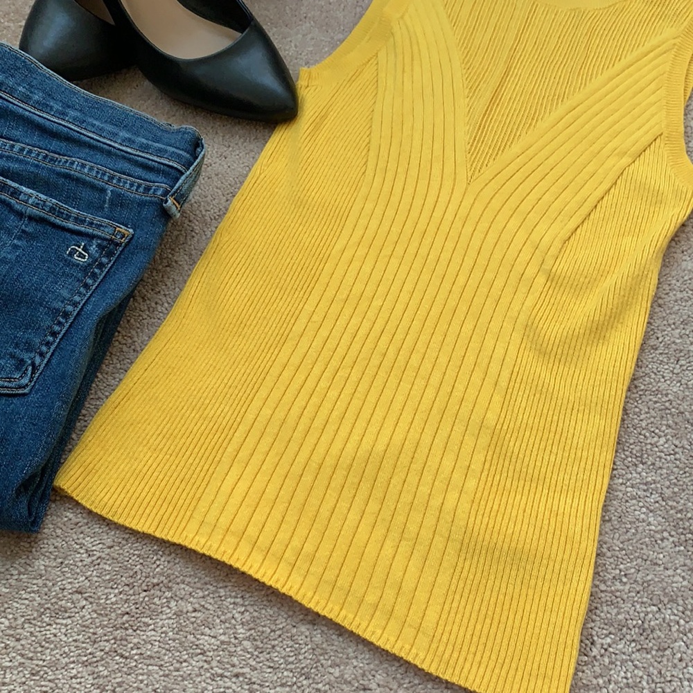 Express Mustard Yellow Ribbed Tank 🌼 - Picture 4 of 7